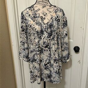 Rose and Olive watercolor print tunic
